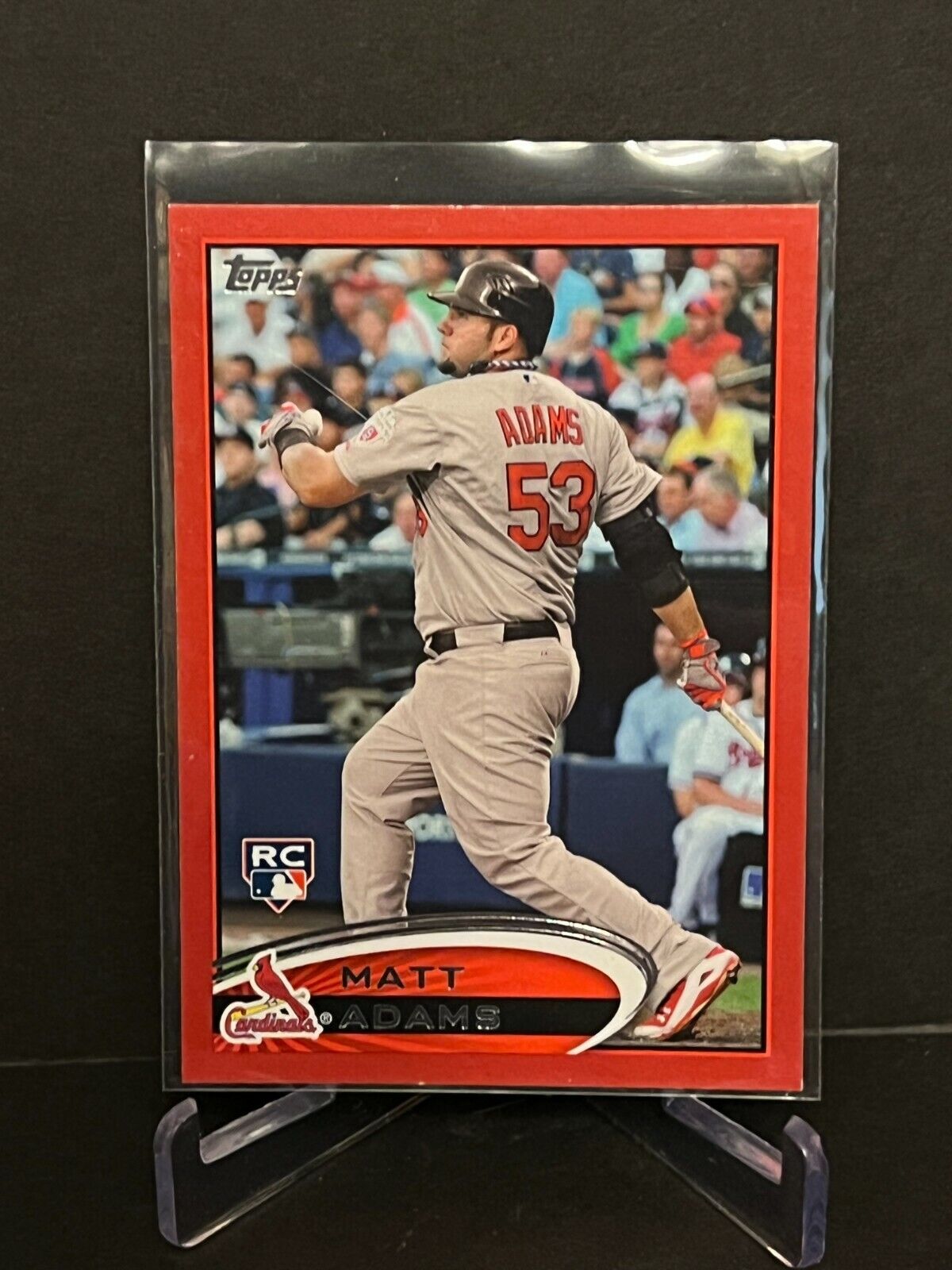 2013 Topps Baseball Matt Adams Red Border Rookie RC Card #US179. rookie card picture