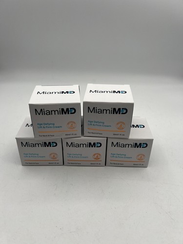(5) Miami MD Age Defying Lift & Firm Cream Neck & Face 1 fl oz BRAND NEW! LOT!!!