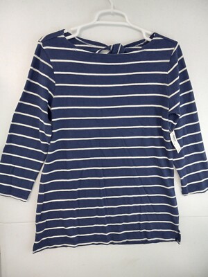 Old Navy Long Sleeve Tie Back Rib Knit Top in Navy Stripe NWT Women's medium