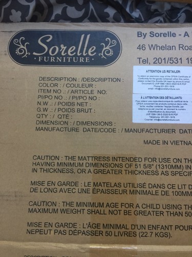 Sorelle Verona Toddler Bed Rail Open Box