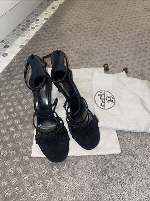 Hermes - Suede  Sandal Heels - Black 40/10