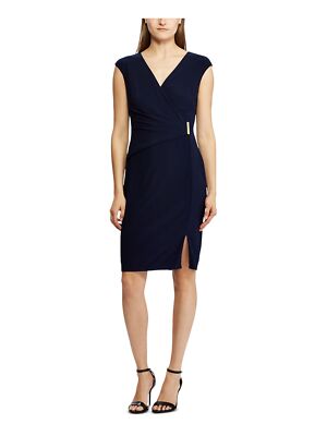 

LAUREN RALPH LAUREN Женское темно-синее платье-футляр с короткими рукавами и короткими рукавами Petites, Navy