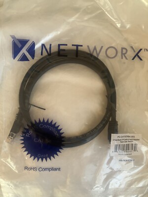 Cat 5e Enhanced booted black patch cable 3 Ft Networx brand Ethernet patch
