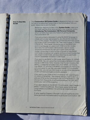 Vintage Commodore 128 Personal Computer Official System Guide ** No Cover