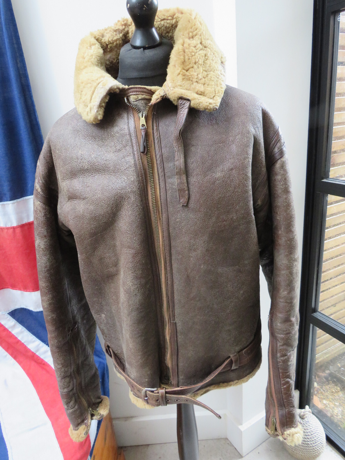 WWII RAF Royal Air Force Early Irvin Sheepskin Leather