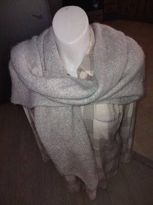 Free People Women's Rangeley Recycled Blend Scarf Soft Gray One Size Oversized 