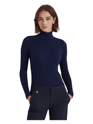 

RALPH LAUREN Женский темно-синий свитер с высоким воротником и длинными рукавами, Navy