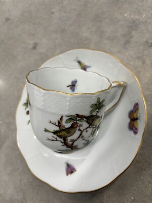 Herend porcelain Coffee Cup with Saucer   Herend, Rothschild Bird 
