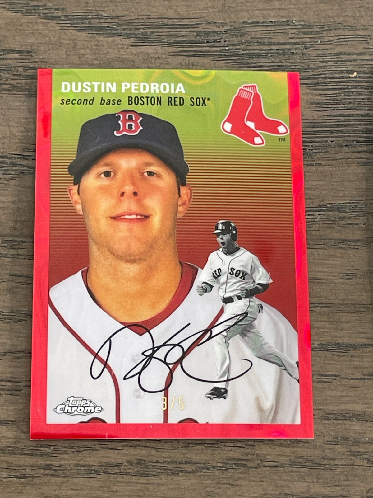スポーツ選手 Dustin Pedroia 1/1 Autograph Patch 2023 Topps Chrome Platinum Red Lava Refractor Dustin Pedroia