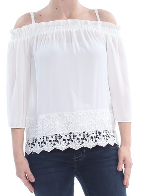 

Женская рабочая блузка BCX цвета слоновой кости с открытыми плечами и рукавами 3/4, Цвет слоновой кости