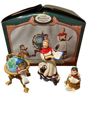Hallmark Keepsake 2001 Lettera Globus Mrs Claus 3 Piece Set Christmas Ornament