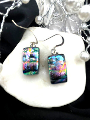 Handmade Dichroic Glass Earrings- LOVE THAT GLASS- Newest glass! 
