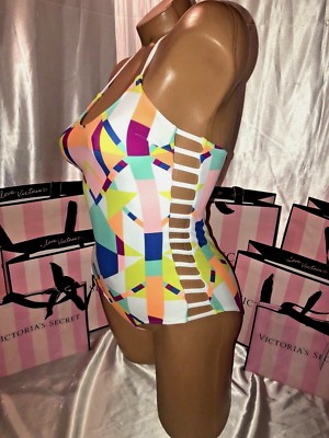 Victorias Secret PINK Swimsuit One Piece Multi Color Cut-Out Cagey Sides XS