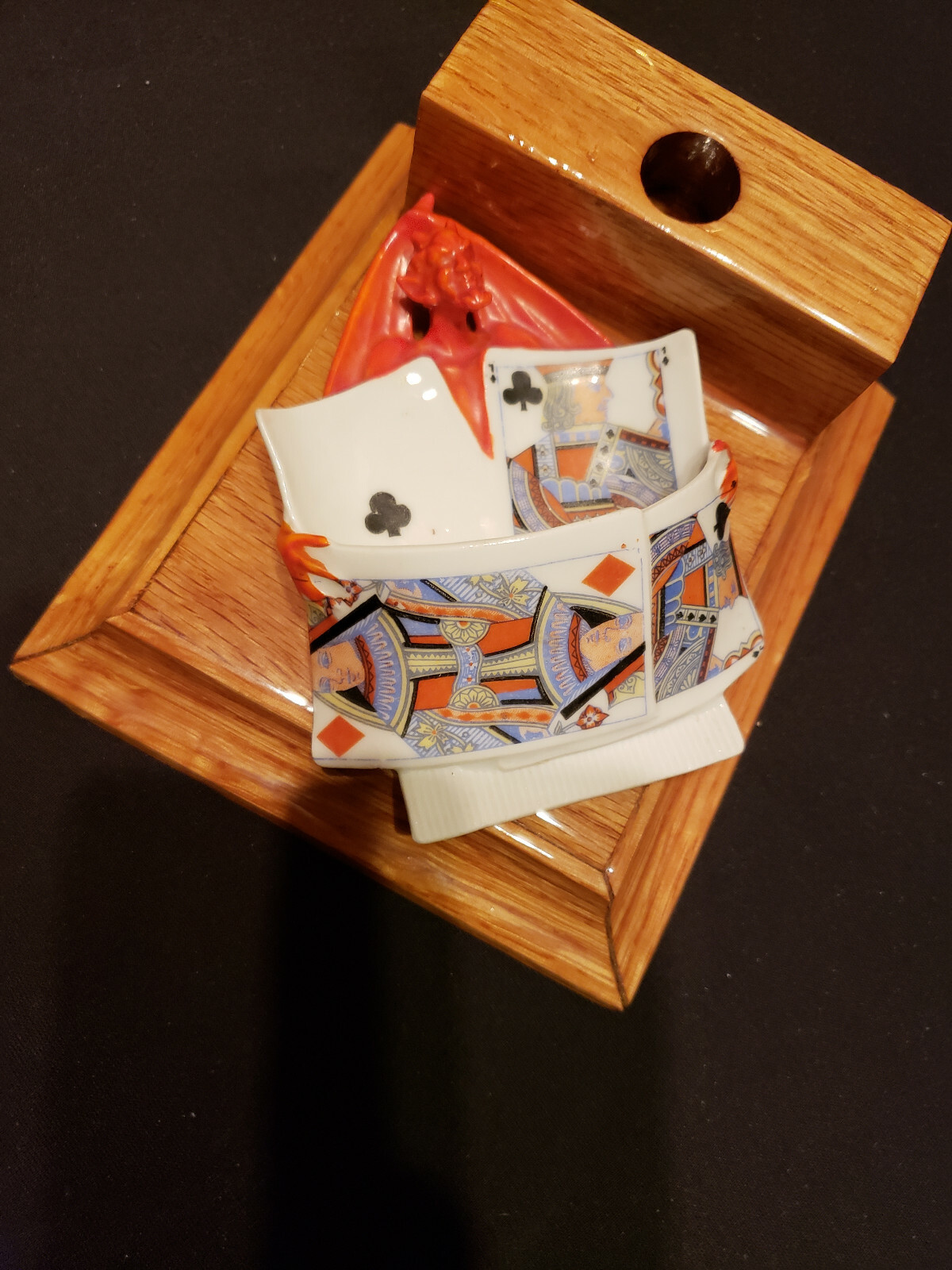 Royal Bayreuth Rare Devil with cards Hanging Match Striker Holder