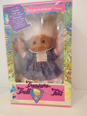 Russ Troll Doll~14''~Treasure Troll Tots~Pink Hair & Eyes~Round Pink Belly Button