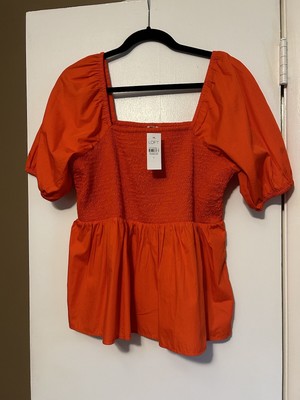 Ann Taylor Loft Short Sleeve Smocked Top Size L