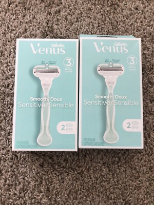 2 Gillette Venus Womens Smooth Sensitive  3 Blade Razor 4 refills
