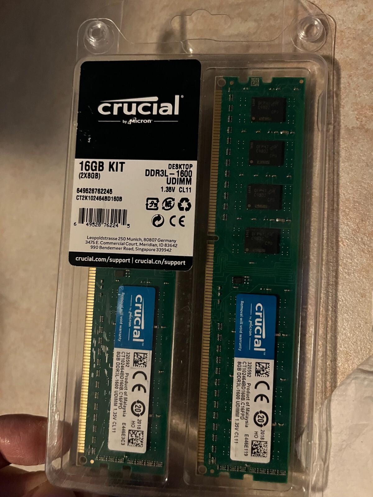 Crucial RAM 16GB Kit 2X8GB DDR3L 1600 Mhz Desktop Memory