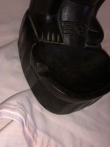 Philippines Wood Tribal Hand Carved Smoking Pipe Man Figurine w/ Trinket Holder