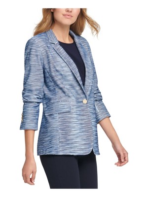 

DKNY Женский белый пиджак в полоску на одной пуговице для работы, UD0JS234