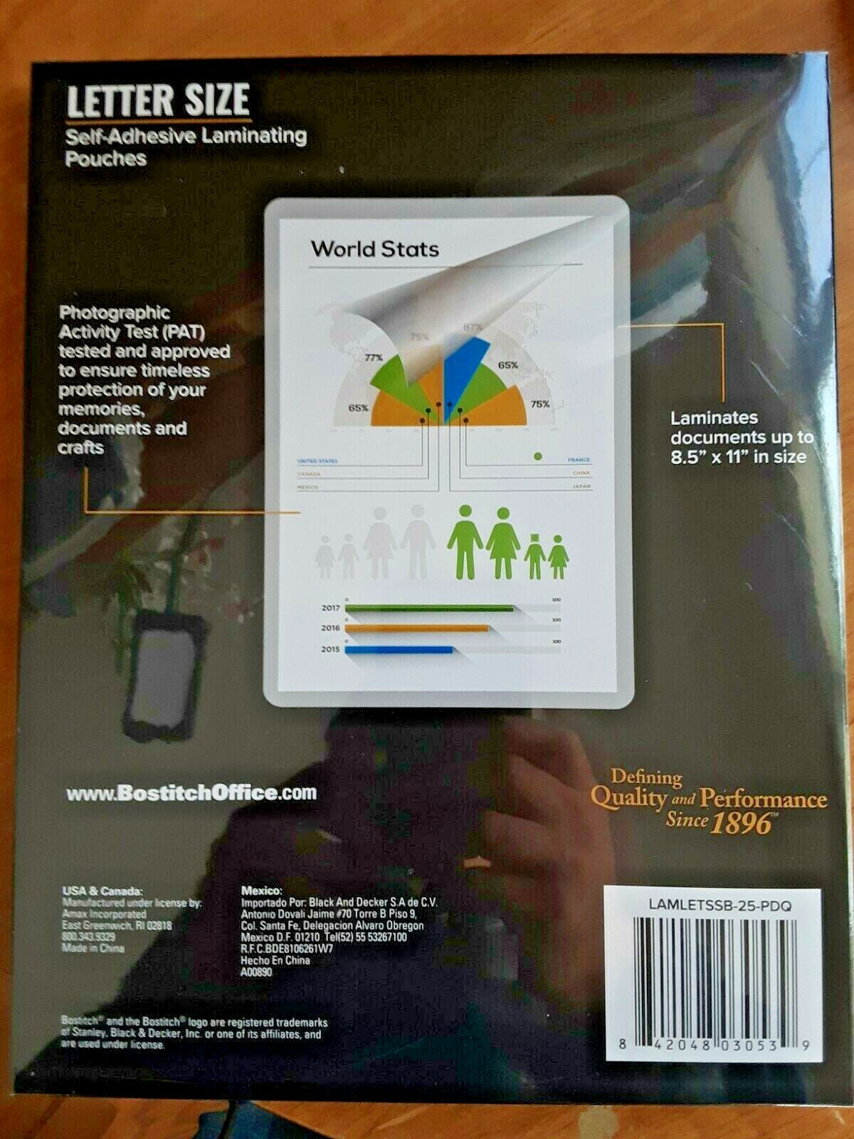 Bostitch Self-Seal Pouches Letter-Size 8.5