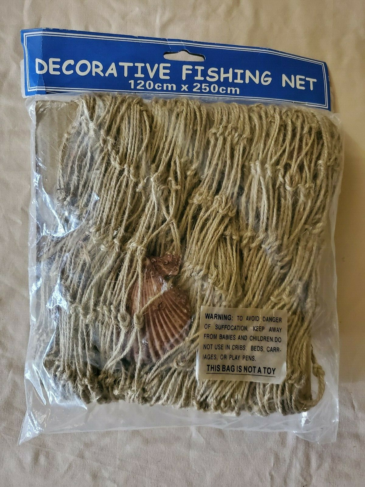 Decorative Fishing Net With Shells Brand New In Package ~ Tiki Bar Man Cave Pool