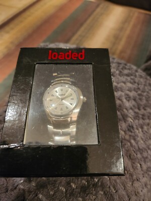 BNIB LOADED Men's Silver Tone Stainless Steel Bracelet Quartz Watch. New Unworn