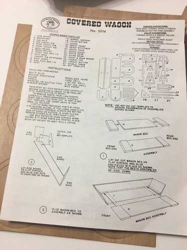 Allwood Brand Vintage 1977 Covered Wagon Wood Model Kit 1:16 Scale Unused