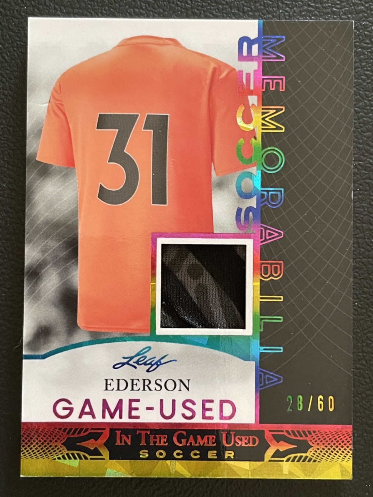2024 Leaf In The Game Used Memorabilia Rainbow Crystal Ederson Jersey 28/60