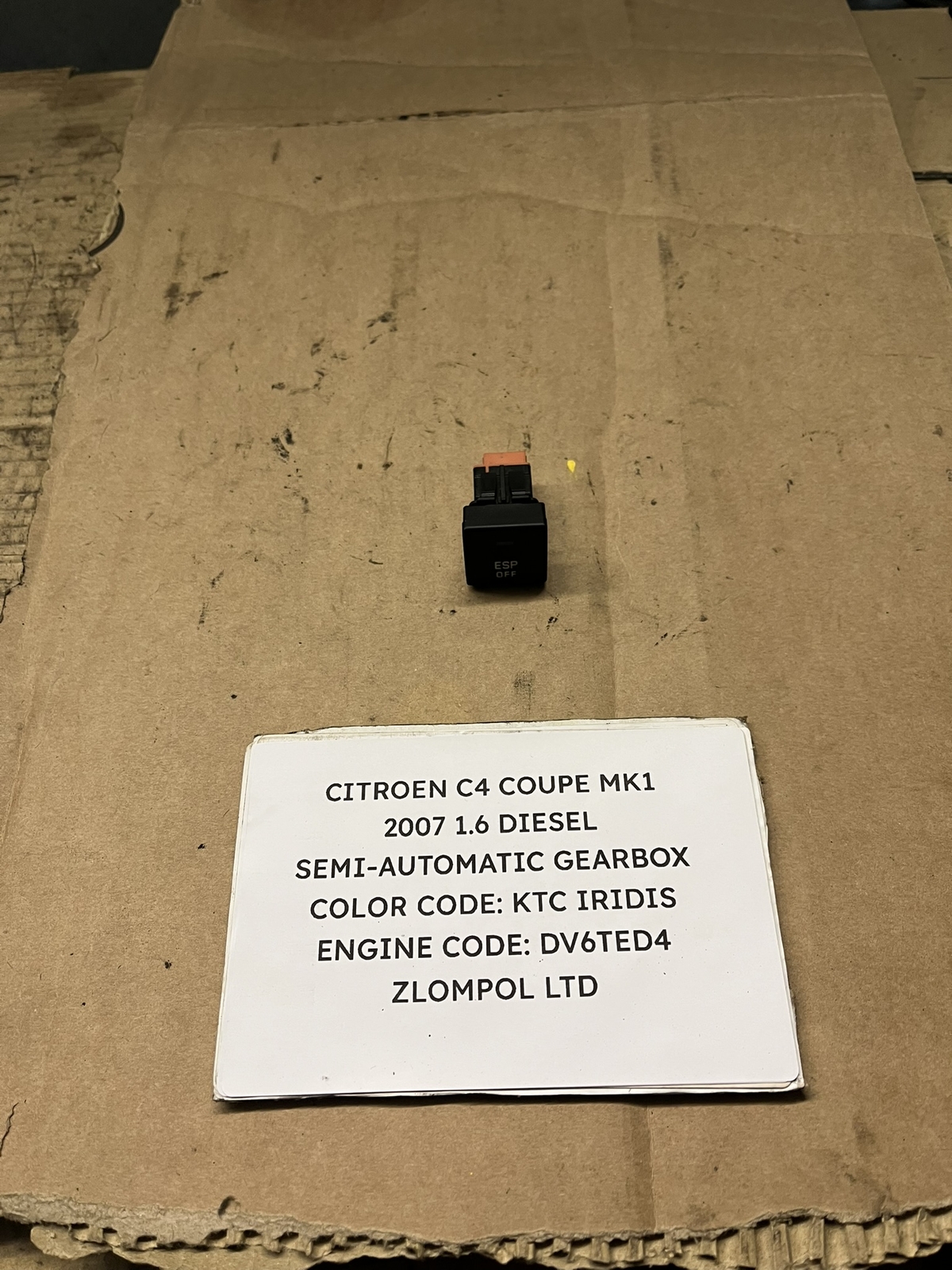 Citroen C4 Coupe Mk1 2007 1.6 Diesel - ESP Off Control Switch 96476624