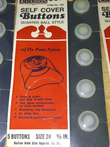 Vintage Self Covering Buttons Risdon Quarter Ball Style Assorted Sizes