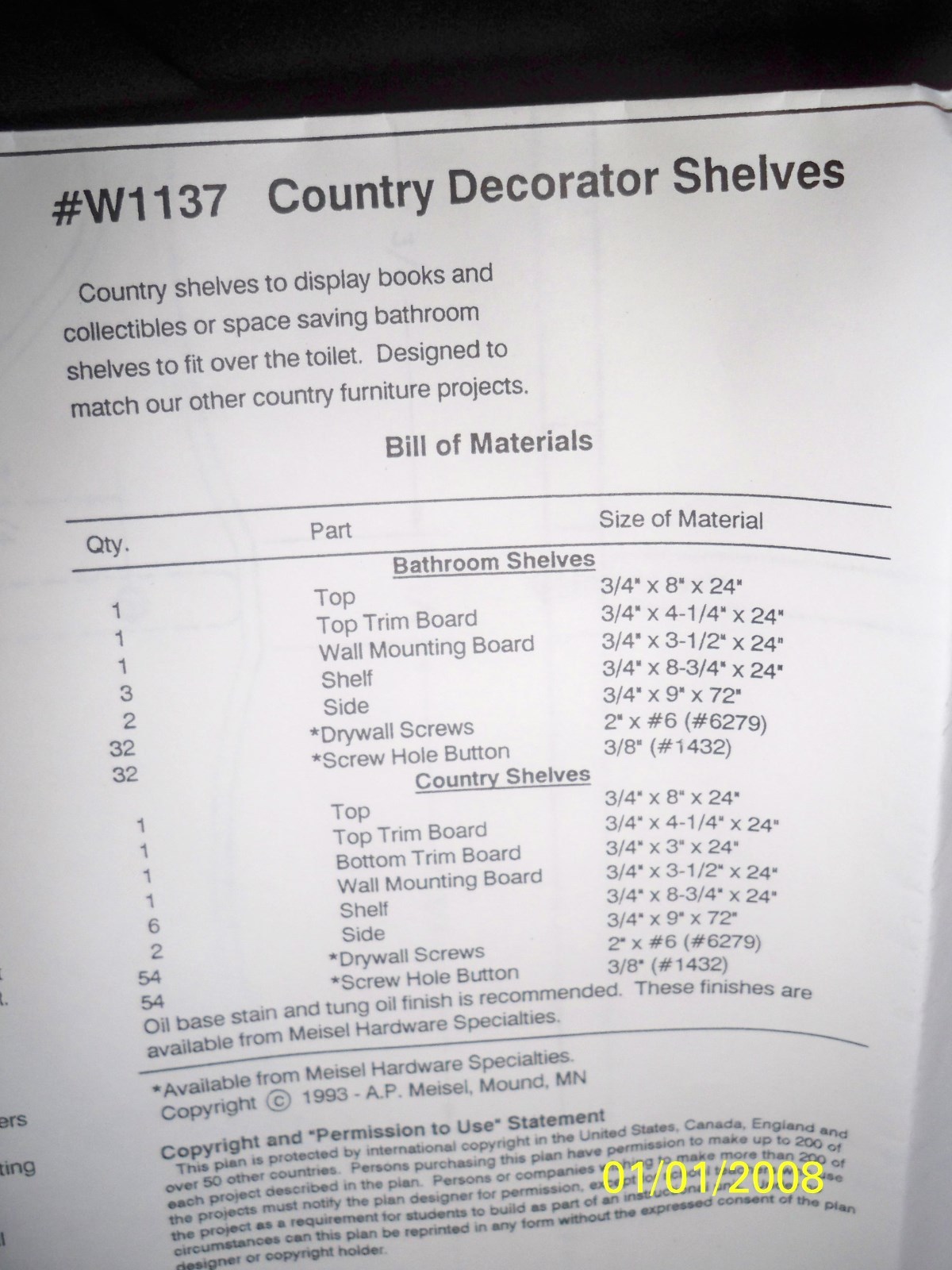 Jelly Cupboard/Shelf Patterns, Instructions for Wood