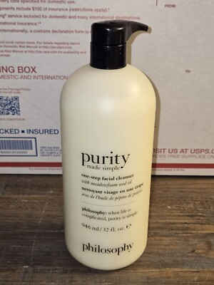 New  with Pump! Philosophy Purity Made Simple One Step Facial Cleanser 32 oz.