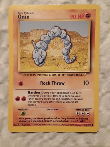 Genuine 1995 Onix Pokemon Card 56/102 | eBay