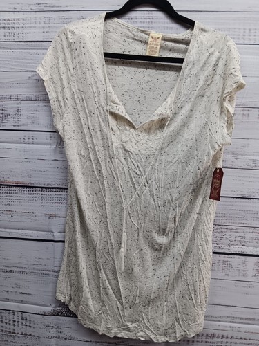 Faded Glory Top Women's Large ( 12-14) Short Sleeve Beige
