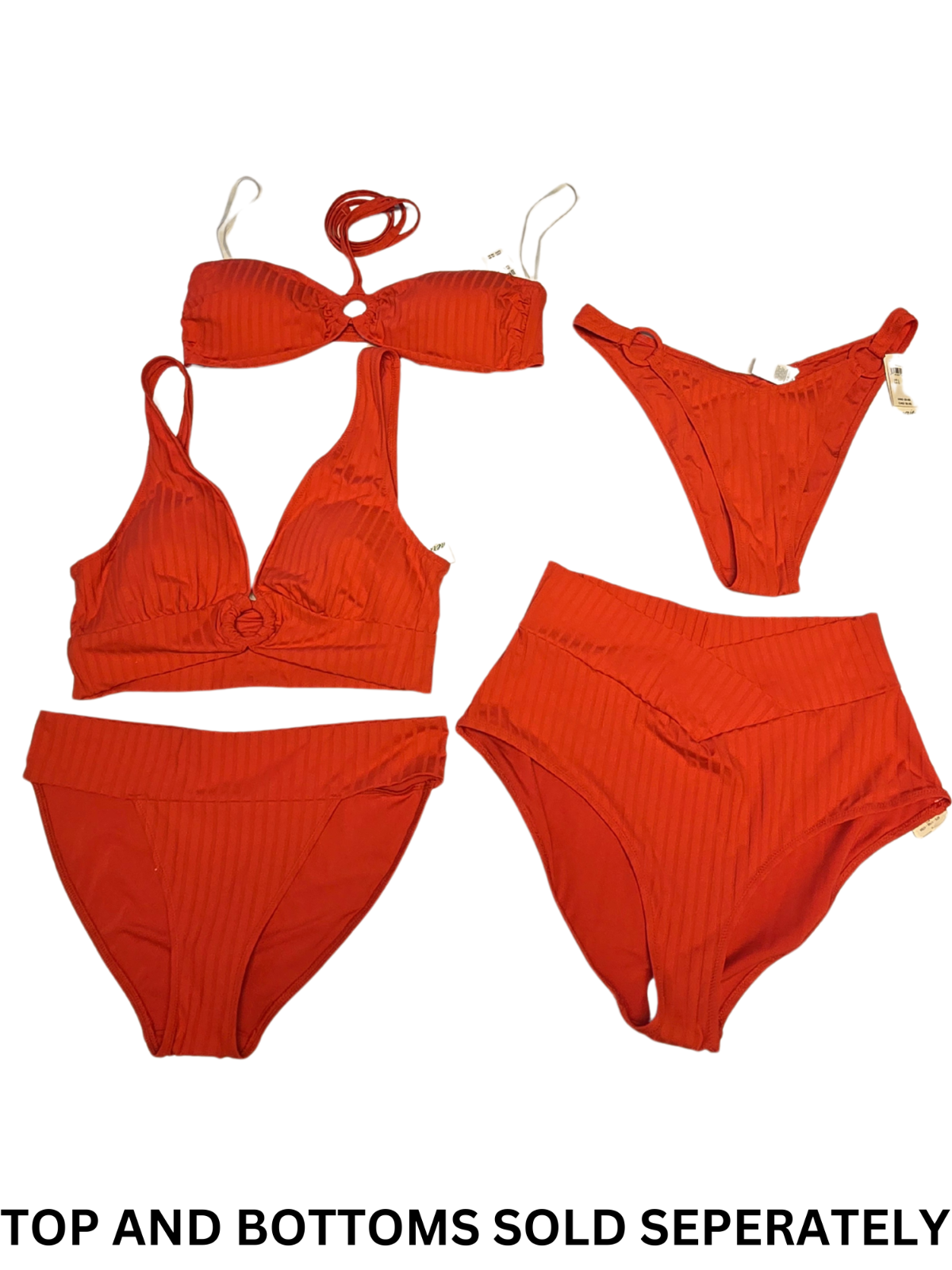 NWT American Eagle Aerie Red Textured Swim Suit Choose Style Top Or Bottoms
