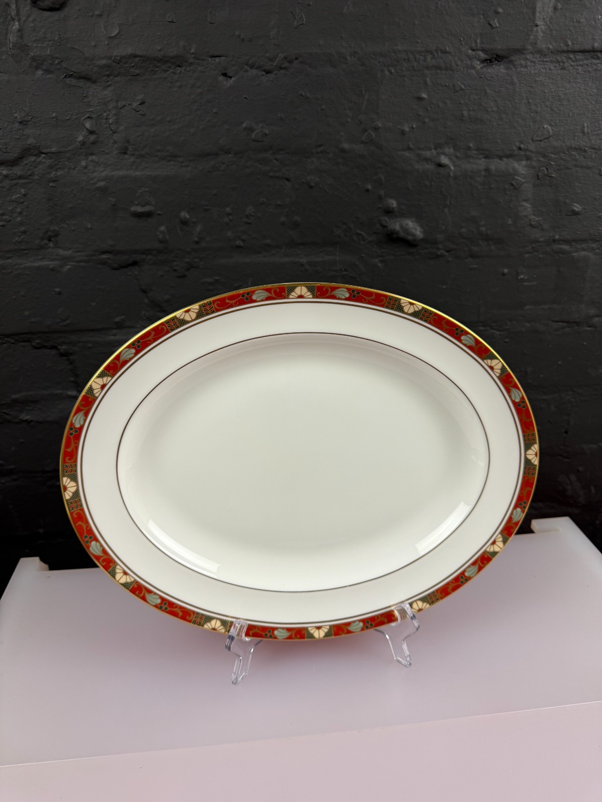 Royal Crown Derby Cloisonne Oval Carving Serving Platter Plate 34.8 cm x 27.2 cm