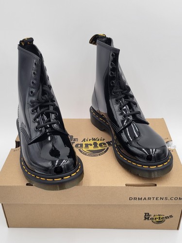 Dr. Martens 1460 Patent Lamper Boot Women's 7 8 Eye Lace Up Black