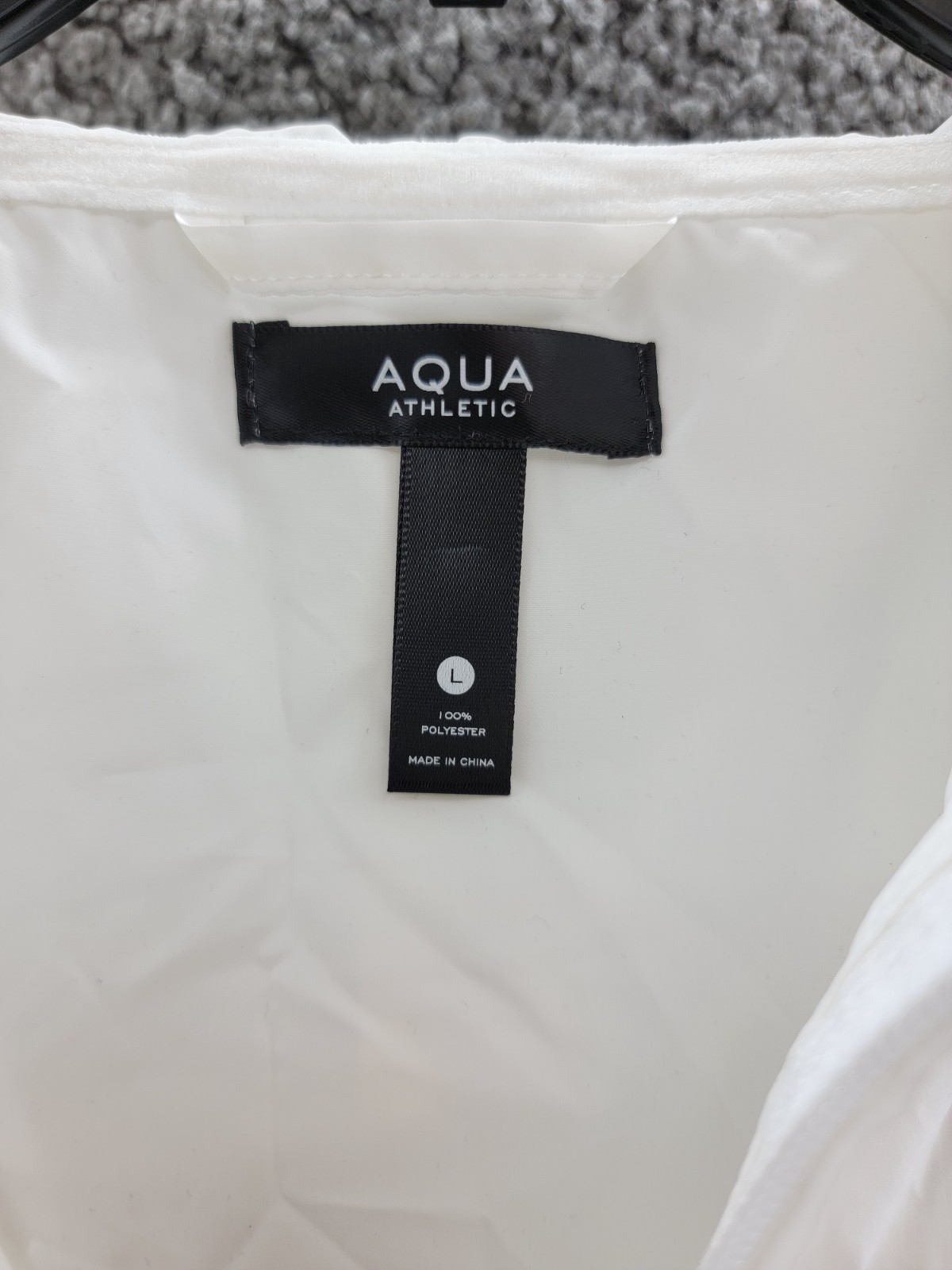 AQUA Athletic Cropped Windbreaker Jacket Women's Large White Front Zip Closure - Picture 9 of 19