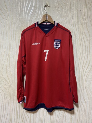 ウェア England Away 2004 #7 Beckham Longsleeve 2004-06 England Away L/S Shirt Beckham #7