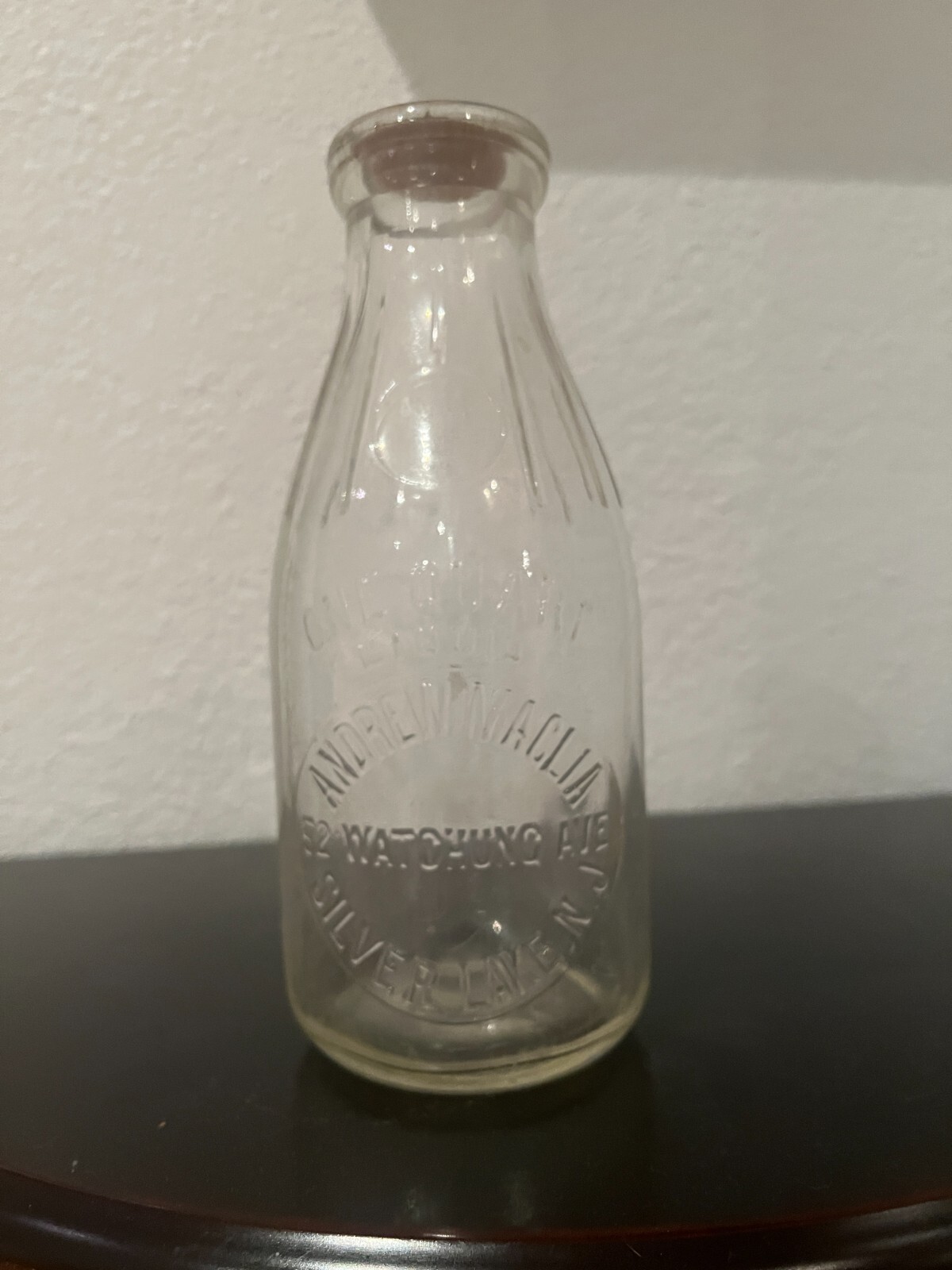 Vintage Cooper's Dairy Silver Lake NJ Glass Milk Bottle with intact Lid
