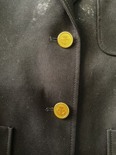 Louis Vuitton Black Uniform Suit Blazer Jacket Gold Buttons Size 32 XS Womens