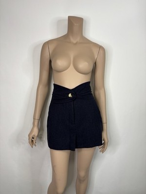 Vtg Vivienne Westwood Red Label AW1999 Navy Wool Orb Logo Mini Skirt IT 40