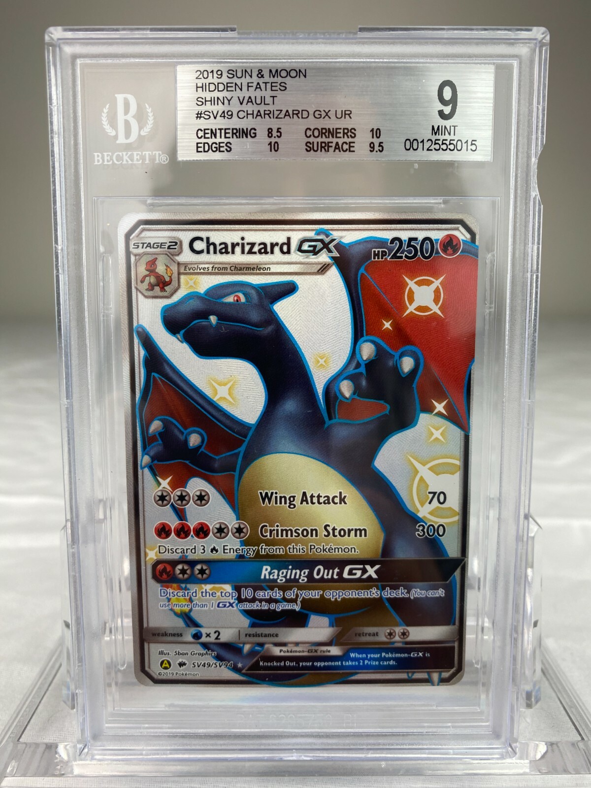 ポケモンカード　グレイシアGX hidden fates (英語版) PSA9 BGS 9 Mint Shiny Charizard GX Hidden Fates Shiny Vault CASE