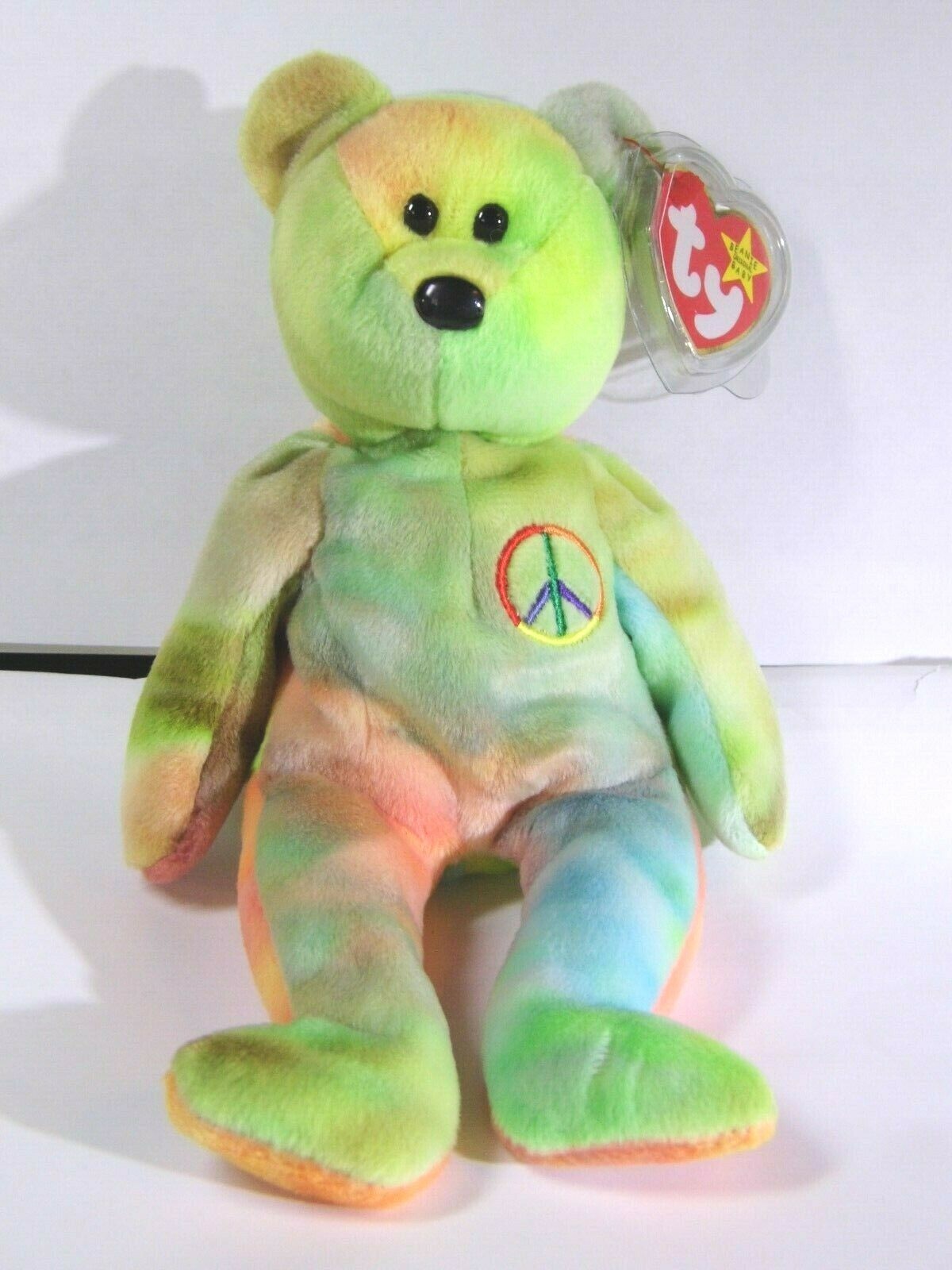 Ty Beanie Baby Peace #115 Tush, Mint Tag w/Tag Protector, Tag Error #PB222