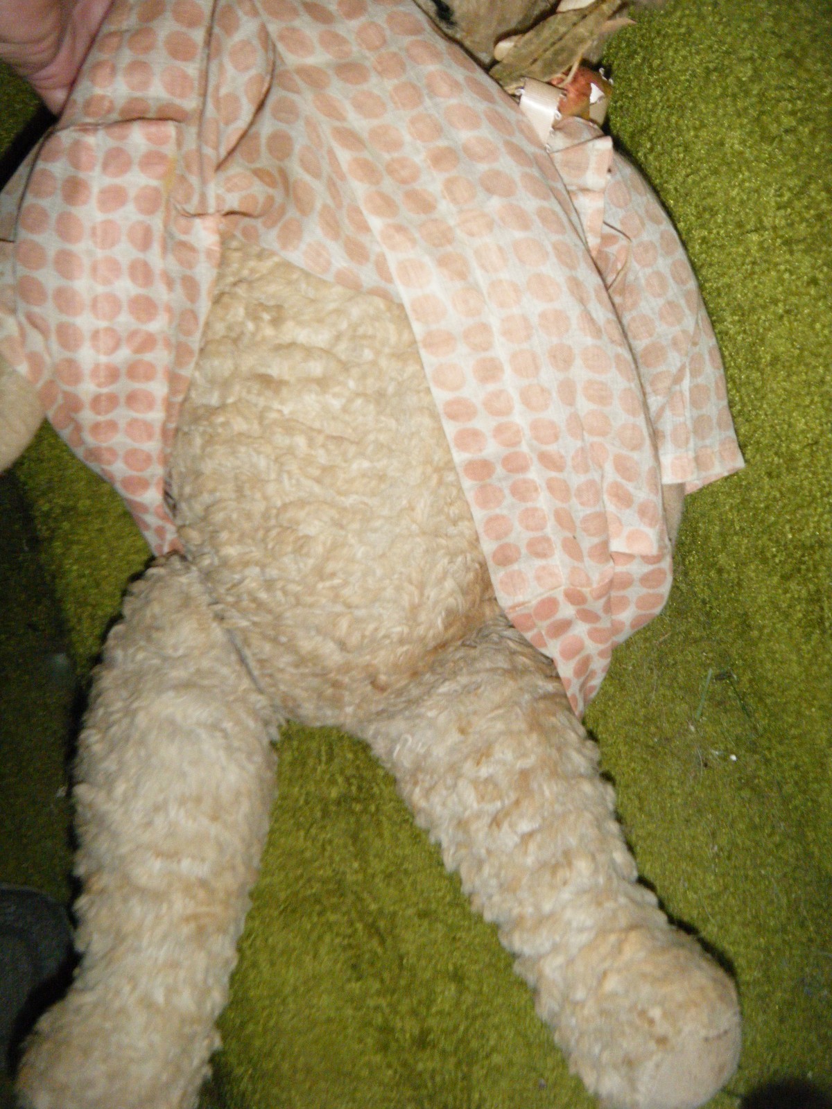 OFF WHITE  KNICKERBOCKER BEAR, METAL NOSE, 1930'S