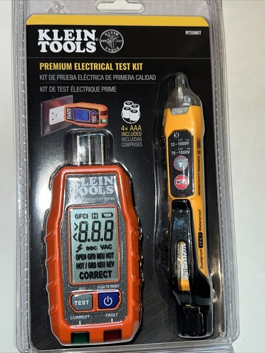 Klein Tools RT250KIT Premium Dual-Range NCVT/GFCI Receptacle Tester Electric Kit