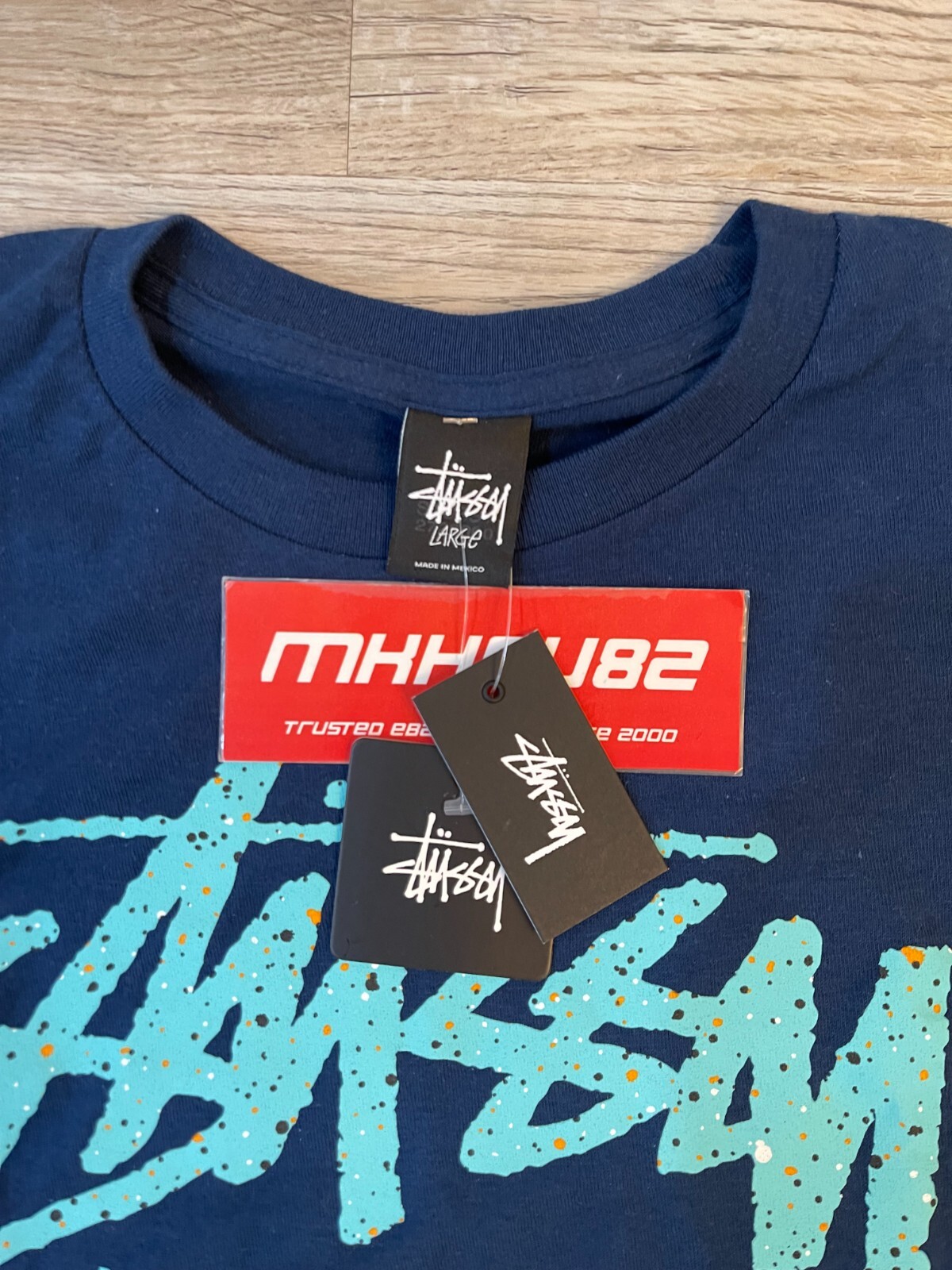 New Vintage Stussy x Nike World Tour Tee T-Shirt Navy Blue Size