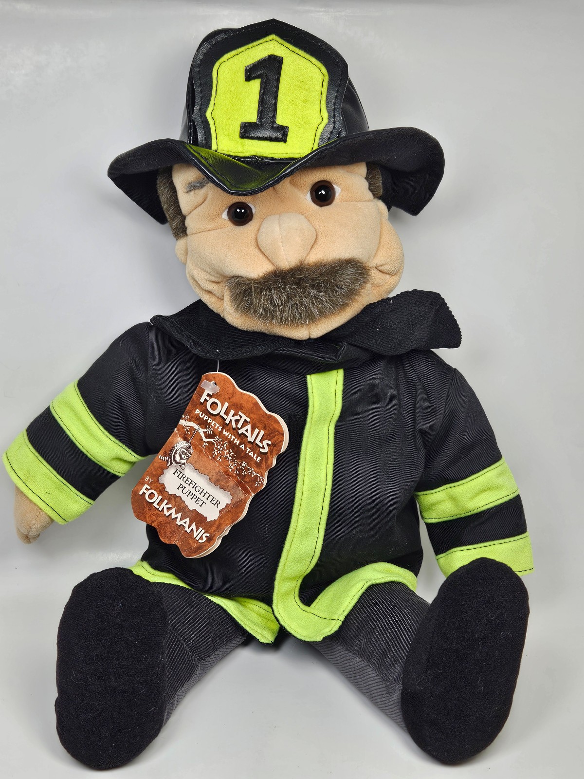 Folkmanis Folktails Firefighter Puppet Fireman Furry Folk Fire...