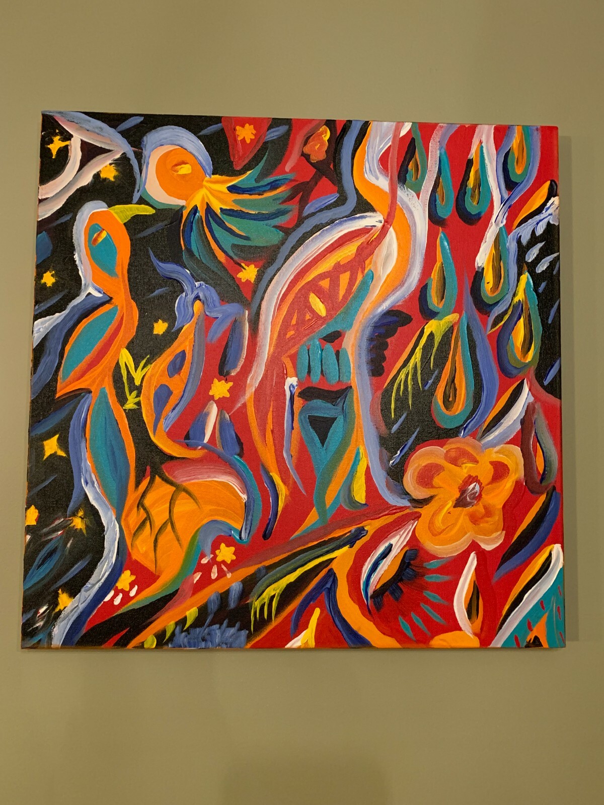アート・デザイン・音楽 Painting acrylic on canvas 140cmx80cm Abstract Art on Music Acrylic Painting on 40